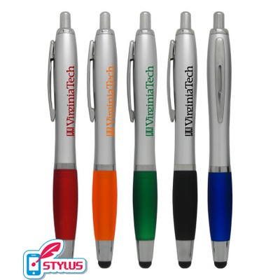 Union Printed "Rio Retractable" Stylus Pen w/ Rubber Grip