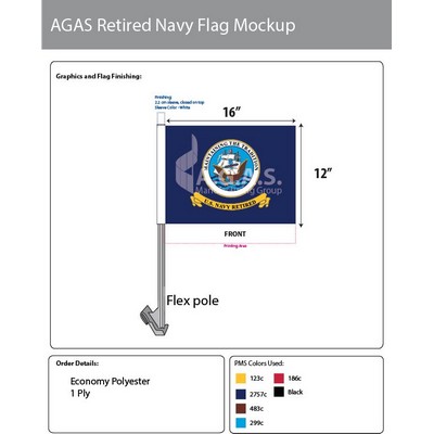 Navy Retired Car Flags 12x16 inch Economy