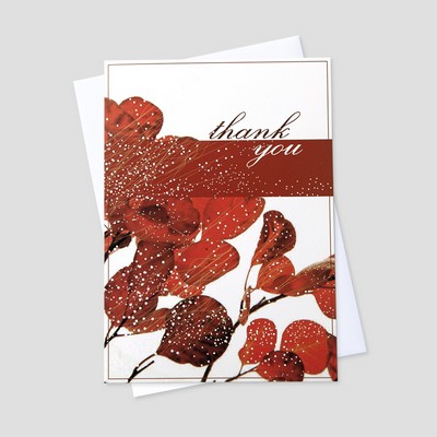 Red Floral Thank You Thank You Greeting Card