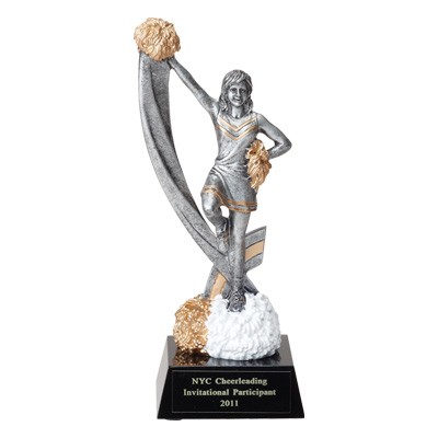 8½" Cheerleading Trophy w/Cheerleader Figure