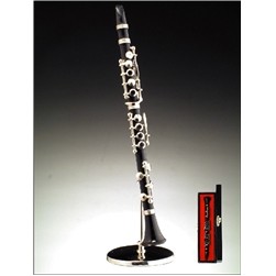 Black Clarinet Miniature with Stand & Case 6.25"H