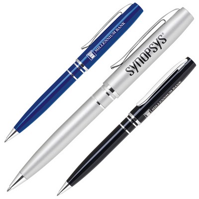 Twist Action Aluminum Ballpoint Pen w/ Enamel Lacquered Body