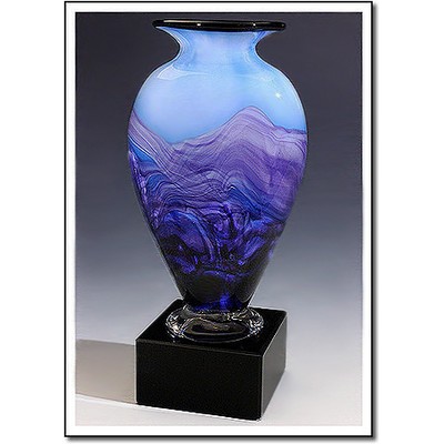 Purple Majesty Art Glass Vase w/ Marble Base (4.25"x9.75")