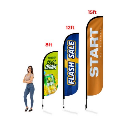 15' Feather Flag Kit w/ Double Sided Imprint, Poles, Ground Stake and Carry Case