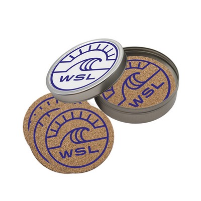 Cork Coaster Set in Round Tin