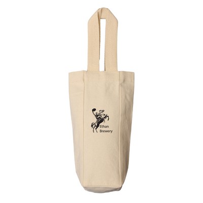 Natural Canvas Single Bottle Wine Tote - 1 color (3" x 10.5" x 3")