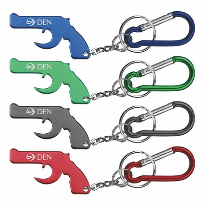 Gun Shape Bottle Opener w/Key Chain & Carabiner