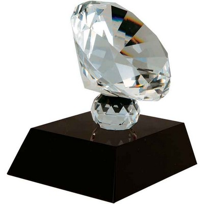 3 1/2" Crystal Diamond on Black Pedestal Base