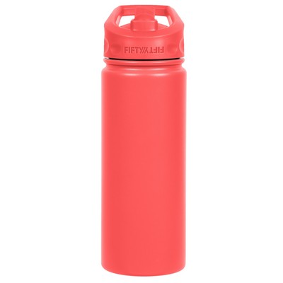 18oz Coral Bottle with Straw Lid