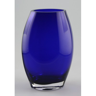 10" Cobalt Blue Crystal Oval Vase Award