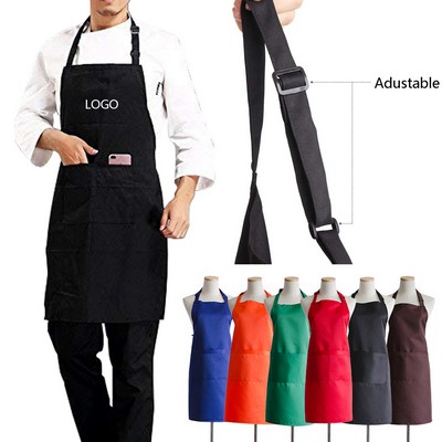 Adjustable Neck Strap Apron With Pockets