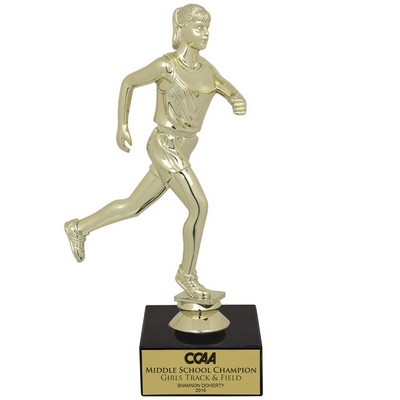 9½" Female Track Figure Trophy w/Black Marble Base