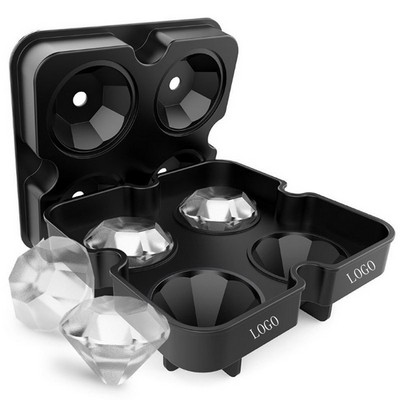 Square Shape 4-hole Diamond Style Silicone Ice Cube Mold