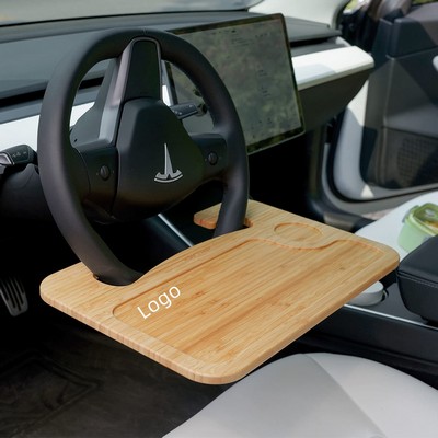 Steering Wheel Mounted Bamboo Desktop/Tray