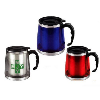 15 Oz. Outer Plastic Inner Stainless Steel Cup with Handle