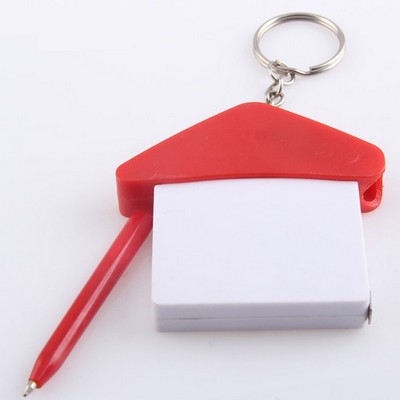 House Shape LED Tape Measure Pen Keychain