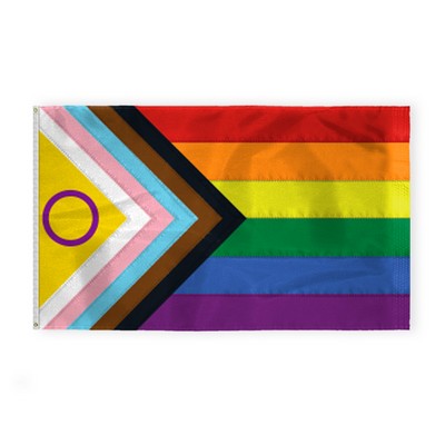 6 ' x 10 ' 1ply Nylon Intersex Progressive Pride Deluxe Flag