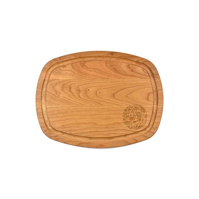 9" x 12" x 3/4" Cherry Oval Cutting Board with Juice Groove