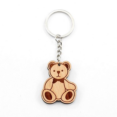 Bear Shape Wooden Keychain