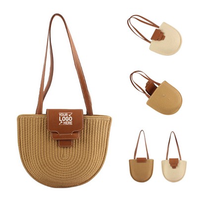 Straw Braided Bucket Bag