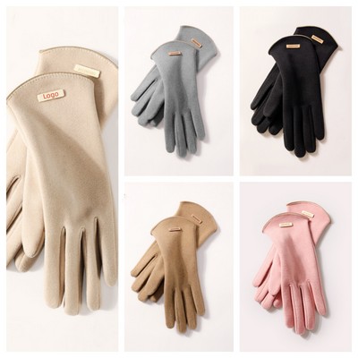 Suede Leather Glove with Warm Lining Touchscreen Gloves for Women