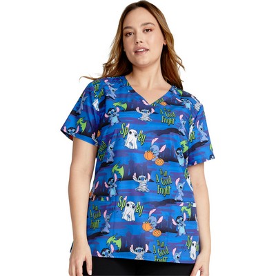 Cherokee® Women's Tooniforms Print Scrub Top (A Good Fright Design)