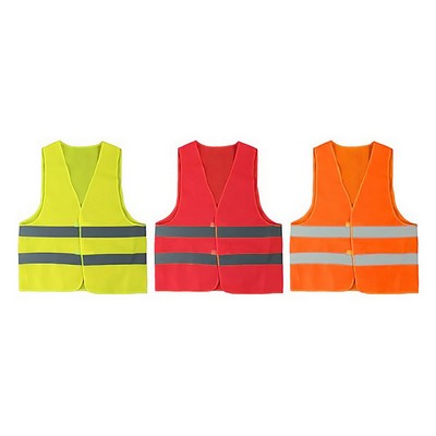 High-Visibility Polyester Safety Vest with Pouch