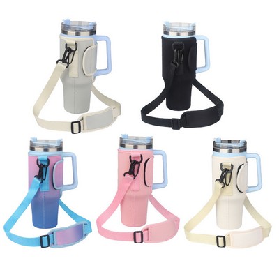 40 Oz. Adjustable Shoulder Strap Tumbler Sleeve Carrier Bag