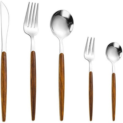 Wooden Silverware Set Cutlery Set Delicate Flatware Sets Restaurant Tableware Utensils Set