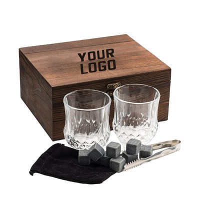 Whiskey Glass and Granite Stones Gift Set for Whiskey Lover