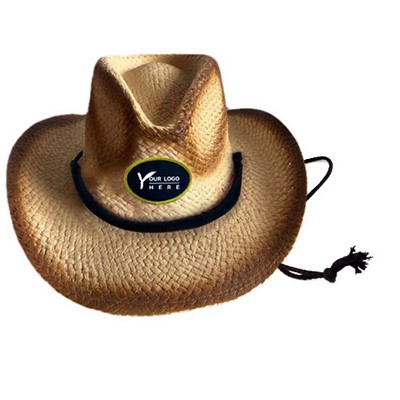 Straw Cowboy Hat With Custom Patch