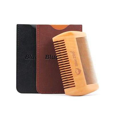 Wooden Comb w/Case for Beard & Mustache