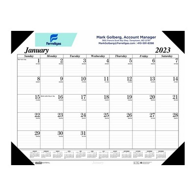 Gummed Desk Pad Calendar w/4-Leatherette Corners (18 1/2"x13")