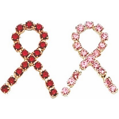 Rhinestone Awareness Ribbon Lapel Pin