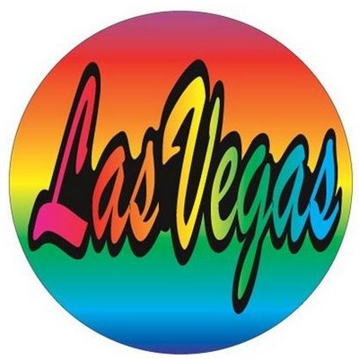 Las Vegas Round Badge w/ Bar Pin (2 1/2" Diameter)