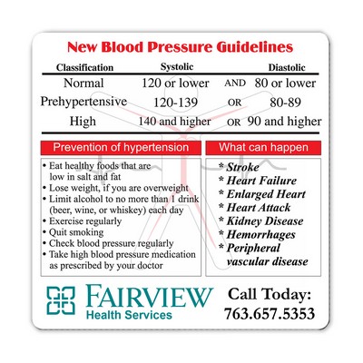 Health & Safety Laminated Blood Pressure Magnet