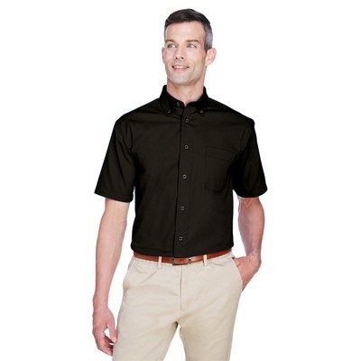 Harriton Men's Easy Blend™ Short-Sleeve Twill Shirt with Stain-Release