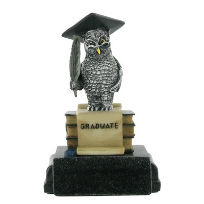 6" Wise Owl Graduate Award Scholastic Resin Trophy