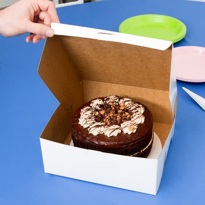 1 Piece Lock Corner White Cake Bakery Box (10"x10"x4")