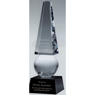 Large Monumental Obelisk Glaze Optical Crystal (15"x4 1/2"x4 1/2")