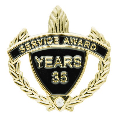 1¼" 35 Years of Service Award Lapel Pin w/Rhinestone