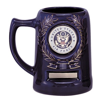 28 Oz. Blue Beer Mug w/2" Insert & Engraving Plate