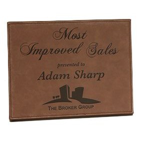 Leatherette Plaque - Laser Engraved - Dark Brown 7" x 9"