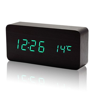 Sound Control Digital LED Wooden Alarm Table Clock