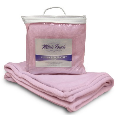 Mink Touch Luxury Baby Blanket 30"X40" -- Baby Pink (EMBROIDERED)