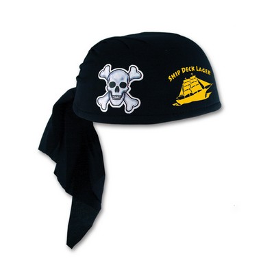 Black Pirate Scarf Hat w/ Custom Screen Printed Imprint