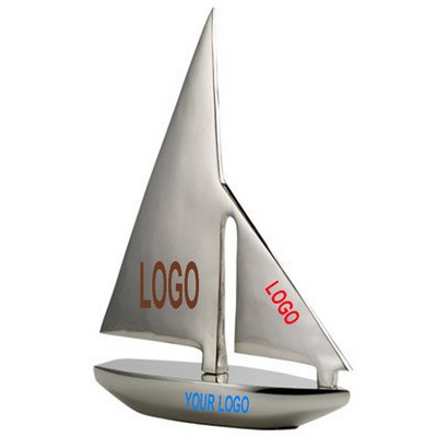 12.25" Nautical Nickel Plated Aluminum Sailboat