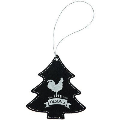 Black/Silver Leatherette Tree Ornament