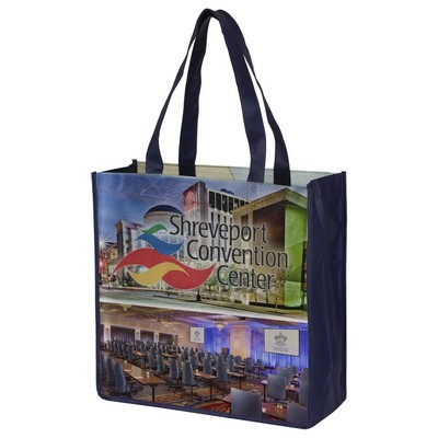 "COLUMBUS" 13" W x 13" H Full Color Import Air Ship Grocery Shopping Tote Bags (Overseas)