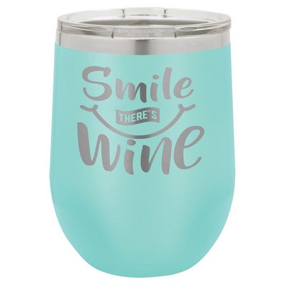 12 Oz. Stainless Steel Wine Tumbler - Teal Blue